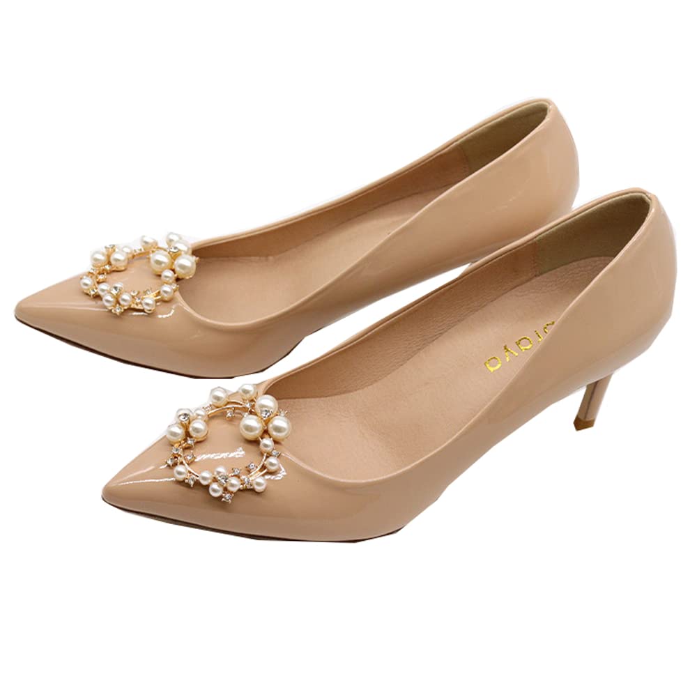 HZYFPOY 2Pcs Women Pearl Shoe Clips Removable Shoe Buckles Decorative Shoes Accessories for Wedding party