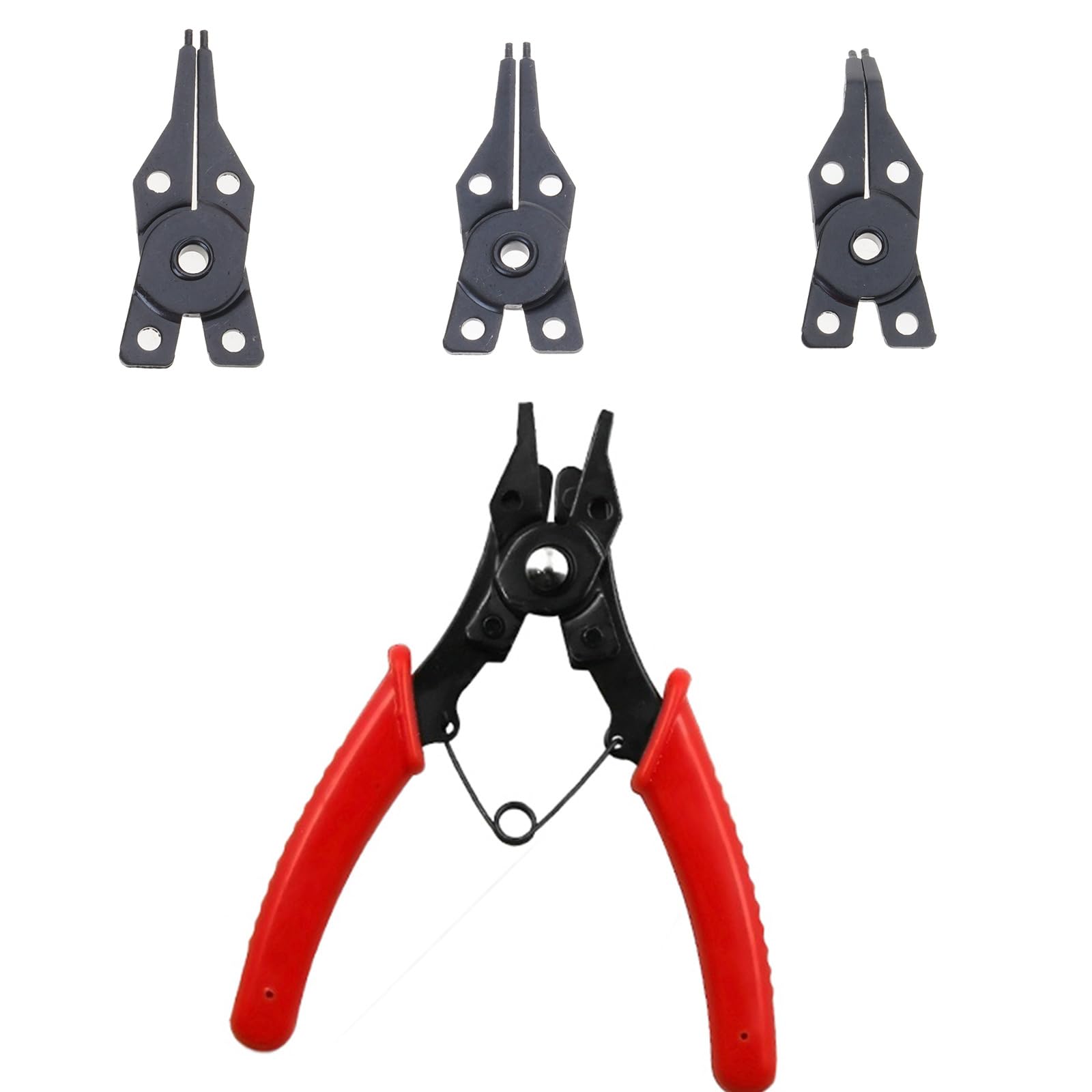 Buxuaaaa 4 In 1 Snapped Rings Pliers Double Purpose Circlip Pliers Snapped Rings Fixed Hardware Repair Manual Tool Internal External Professional