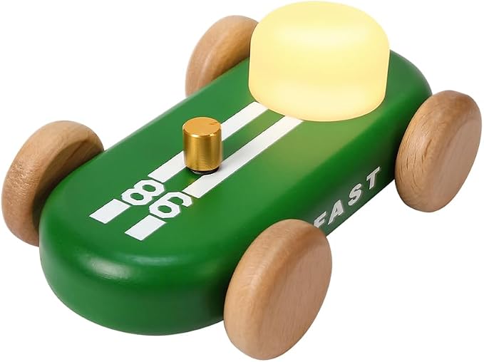 Wood Go-Kart Night Light,7-Color for Bedroom Art Decor (Green)