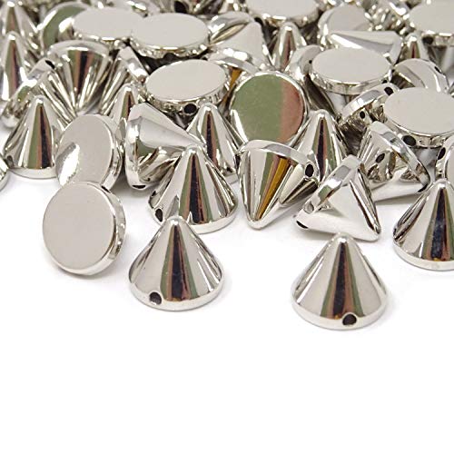 Honbay 100Pcs Acrylic Punk Bullet Rivets Cone Spike Studs Beads, Sew On Or Glue On (Silver) #TOP1