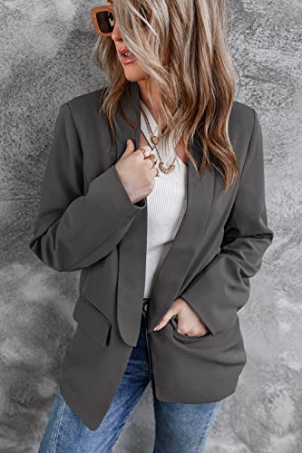 Vnk Womens Casual Blazers Business Blazer Jacket Fashion Ladies Suit Jacket Woman Petite Long Sleeve Work Office Blazer Gery Small #TOP3