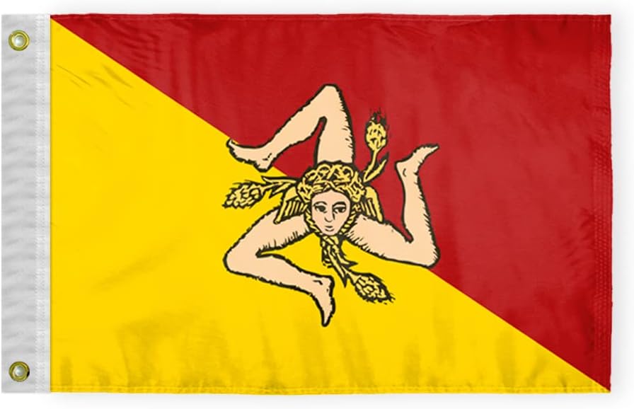 AGAS Sicily Flag 3x5 ft 200D Nylon Fabric Double Stitched Canvas Header Brass Grommets Fade Resistant & Vivid Colors Can be Hung on Flagpole Outside or Indoors on a Wall