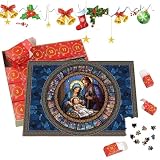 Calendario de Adviento de Belén 2023, rompecabezas de Navidad, 1000 piezas, calendario de adviento de invierno, rompecabezas de adviento de 24 días para la cuenta atrás hasta Navidad, decoración del