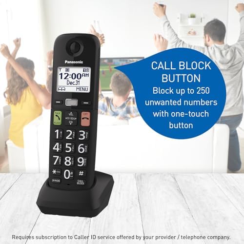 Panasonic Cordless Phone, Easy to Use with Large Display and Big Buttons, Flashing Favourites Key, Call Block, 2 Cordless Handsets - KX-TGU122CB (Black) - 4
