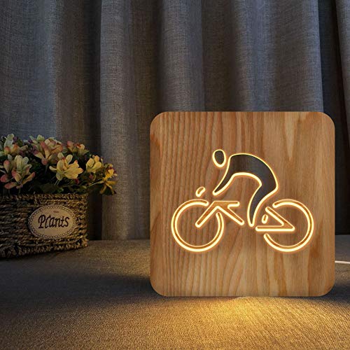 Lampe en bois cycliste LED pour rassurer votre enfant sans perturber son sommeil