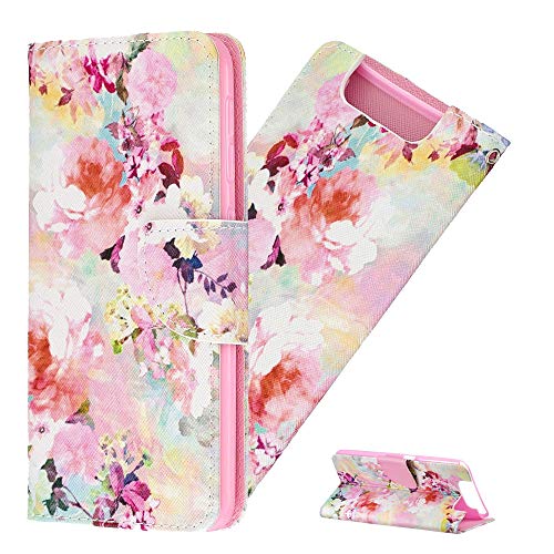 Asdsinfor Galaxy A80 Case Full Stylish Advanced Colorful Painted Wallet Case Credit Cards Slot with Stand for PU Leather Shockproof Flip Magnetic Case For Samsung Galaxy A90 / A80 Watercolor Flower HX