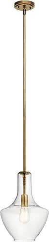Miniatura 11 de Kichler Everly - Lámpara colgante de campana de cocina de 15.25", en Olde Bronze®, lámpara colgante de vidrio transparente granulado de 1 luz,