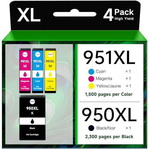 Tinta Y Tóner, Office Product 950XL 951XL Cartuchos de tinta de alto rendimiento para HP 950 951 XL Paquete combinado de cartuchos de tinta para impresoras HP OfficeJet Pro 8600 8610 8620...