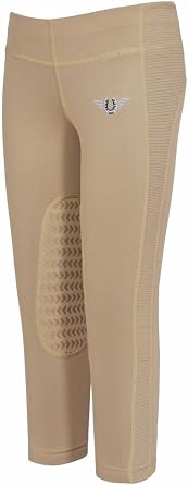 TuffRider Kids Ventilated Schooling Tights, Safari/Safari, Medium