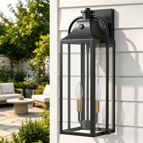 19” Exterior Lighting Fixtures, 2 Pack Large Dusk to Dawn Outdoor Lights by Slypadan - Used condition - Image 8