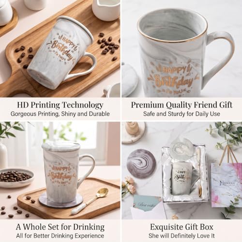 NYRWANA Store NYRWANA 400ml Grey Coffee Mug with Spoon - Image 4