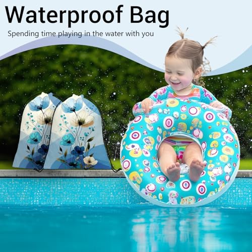 Image of Gymnastics Grip Bag Blue Poppy Flower Gymnastics Pouch Lightweight String Athlete Bag