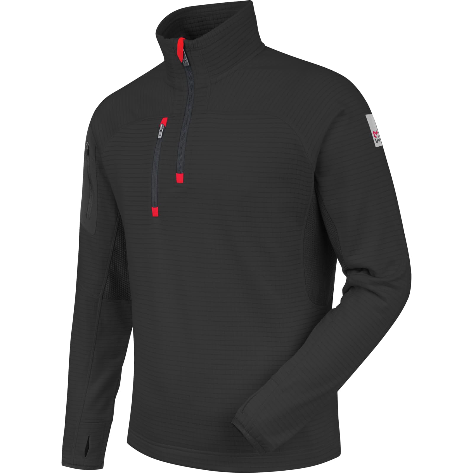 WÜRTH MODYF Fleecetroyer Stretch – Dehnbarer Fleece Pullover mit Zipkragen – perfekt für Handwerk, Werkstatt, Arbeiten im Freien in schwarz, rot – Größen XS - 4XL