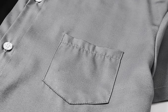 Cromoncent Camicia hawaiana da uomo e ragazzo a maniche corte con colletto cubano tropicale per vacanze estive da spiaggia, Albero Grigio Nero, 4XL
