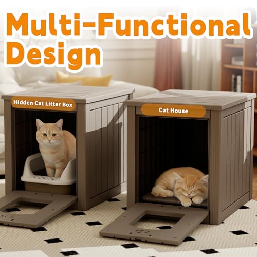 Image of Cat Litter Box Enclosure,Grey