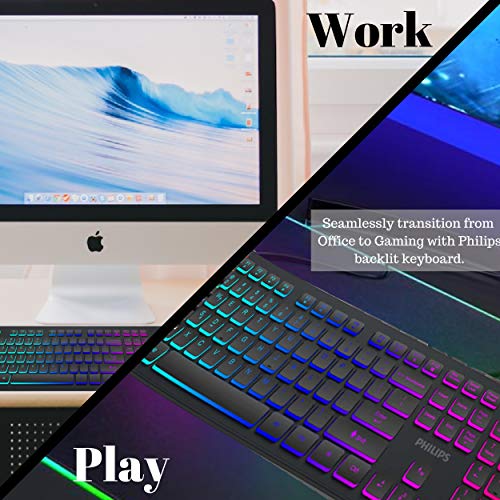 Philips Wired Gaming Keyboard And Mouse Combo, Quiet Rgb Backlit Membrane Keyboard With Led Optical Mouse, Island Style- Chiclet Keys For Gaming, Business And Office #TOP4