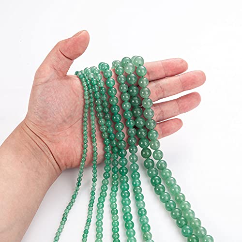 Image of 100Pcs Natural Stone Beads 8mm Green Aventurine Round Gemstone Loose Beads with Elastic Bracelet String for Bracelets Necklace Jewelry Making