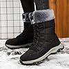 Topwolve Snow Boots Men's Waterproof Winter Boots Outdoor Warm Fur Lined Mid Calf Walking Boots,Black,7.5 UK #4