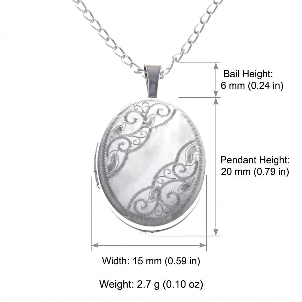 Pendente ciondolo medaglia piccola ovale Argento sterling con collana 46cm
