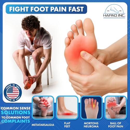 Image of Hapad Metatarsal Pads Small, 3 /8 Thick (Pack of 3 Pairs) - Longitudinal Metatarsal Arch Pads Made from 100% Wool Felt for Support, Comfort and Foot Pain Relief