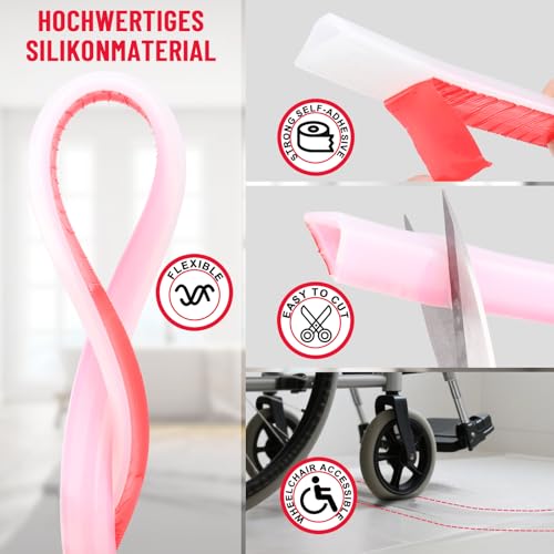 Hzetuu Schwallschutzleiste Dusche Selbstklebend - Flexibler Silikon Wasserstopper & Duschschwelle für den Boden, Barrierefreier Schwallschutz für Nass-Trocken-Trennung in Bad & Küche, Rollstuhlgerecht
