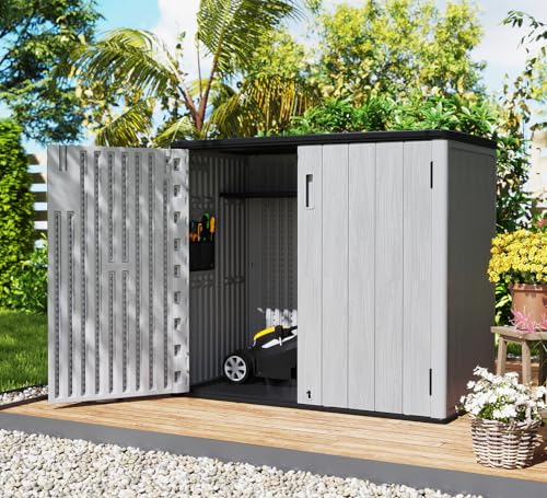 Image of ZZM 37 Cu.ft Outdoor Storage Cabinet with One Tool Kit, Horizontal Storage Shed for Garage, Bike, Garbage Cans, Garden Accessories