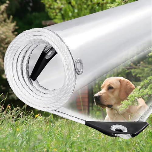 Clear Tarp 8x8ft Clear Tarps Heavy Duty Water Resistant,14Mil Thickened Transparent Tear Resistant PVC Vinyl Tarpaulin Enclosurewith Grommets and Reinforced Edges for Patio,Porch and Outdoor by Sinessy - Used condition - US$31.09