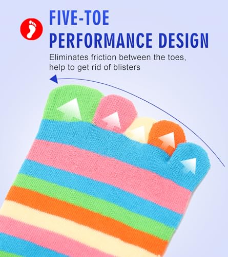 Image of Women Toe Socks 5 Finger Cotton Wicking Athletic 6 Pack 3 Pack