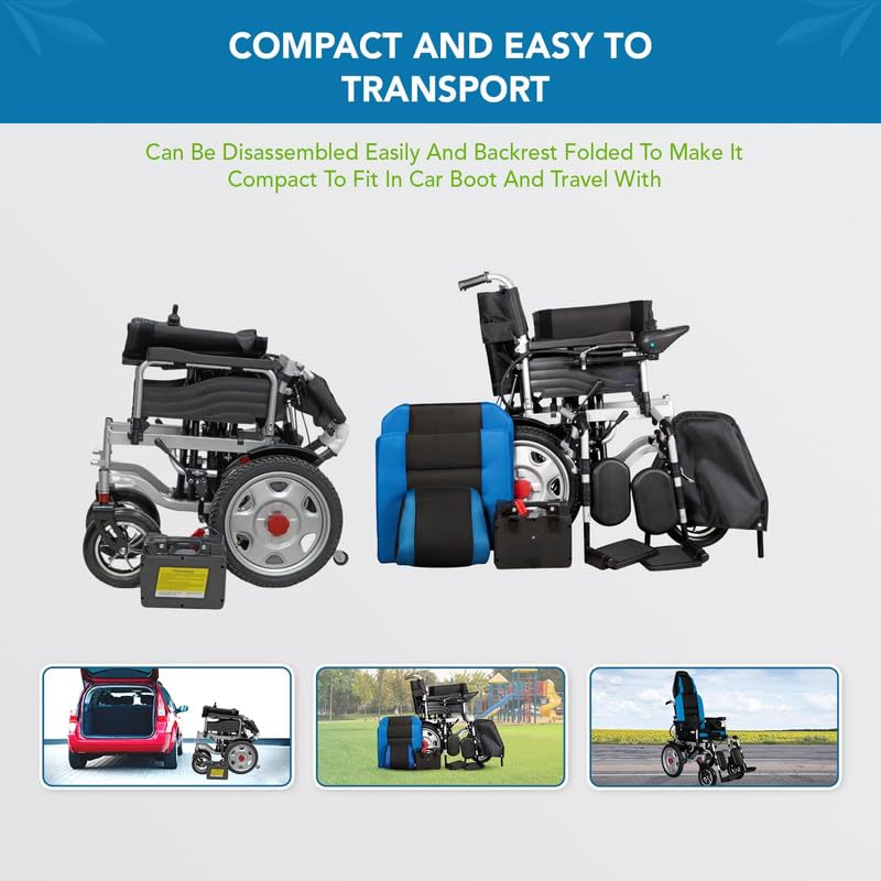 Image of EverActiv EcoRider Plus Heavy Duty Electric Wheelchair for Adults & Elderly | Foldable Motorized Wheelchair with Dual 300W Motors, Remote Control & Attendant Mode | Air Travel Friendly Bariatric Power Wheelchair | 150 Kg Capacity