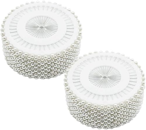 LC LICTOP Alfileres de costura de cabeza de perla redonda blanca para bodas, ramilletes de floristas (960 unidades)