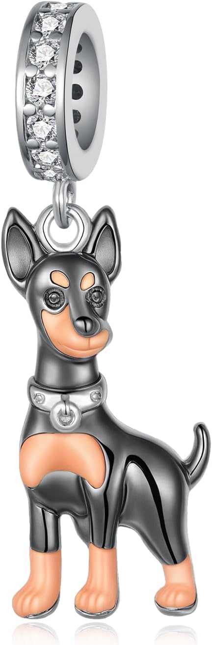 Dog Charm for Bracelet 925 Sterling Silver Pomeranian/Dalmatian/Doberman/Poodle/Dachshund/French Bulldog Charm Dog Jewelry Gifts for Women