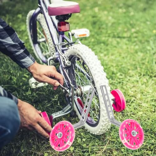 Ruedas de Entrenamiento INOOMP para Bicicleta con Ruedas LED intermitentes y Silenciosas, Estabilizadores Profesionales Reemplazables para Niños y Asistencia para el Equilibrio, Color Rosa miniatura 3