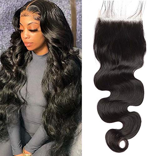 Maxine 5x5 Transparent Lace Closure Body Wave Human Hair Closure 5x5 Free Part with Baby Hair Natural Black Color 18Inch