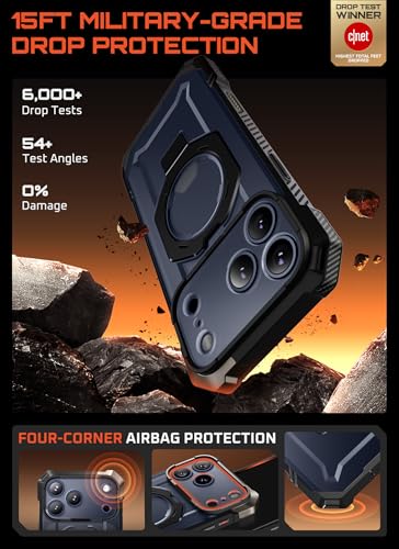 Image of SUPCASE for iPhone 17 Pro Case with Stand & Camera Control Button, Black | Compatible with MagSafe, Military-Grade Drop Protection, Anti-Slip Grip, Heavy Duty Magnetic Phone Case, Unicorn Beetle Grip