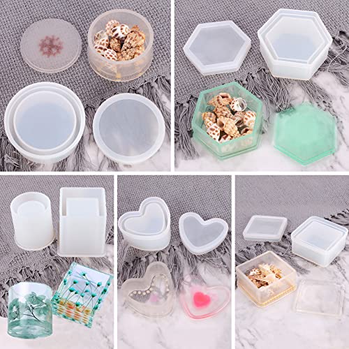 13 Pcs Resin Molds Silicone + 2 Pack Epoxy Resin Stirrer,DIY Silicone Molds for Resin, Soap, Wax and Candle,Perfect for Resin Art Craft, Glitter Tumblers and Jewelry Box Resin Molds Making