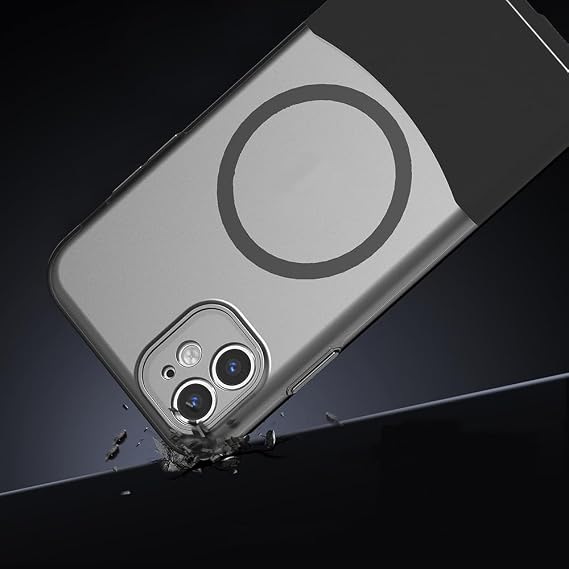 PSR Aksesuar iPhone Serisi Kılıf - M-Safe Şarj Uyumlu | Kamera Korumalı | Kartlık Hazneli | Duble Kapak (Gri, iPhone 11)