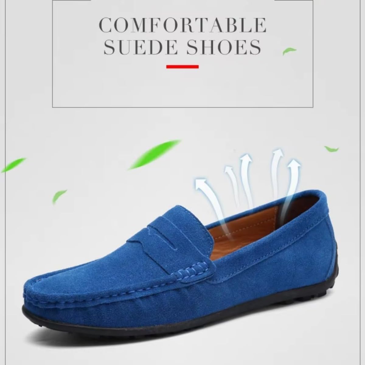 Penny Loafer für Herren, Wildleder, Slip-On-Wildleder-Mokassins, handgefertigt, weich, atmungsaktiv, Business-Kleid, flache Fahrschuhe