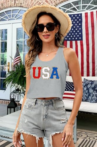 Image of Ithalt Womens American Flag Shirts 4th of July Outfits USA T-Shirt Patriotic Tank Shirt Fourth of July Sleeveless Tops