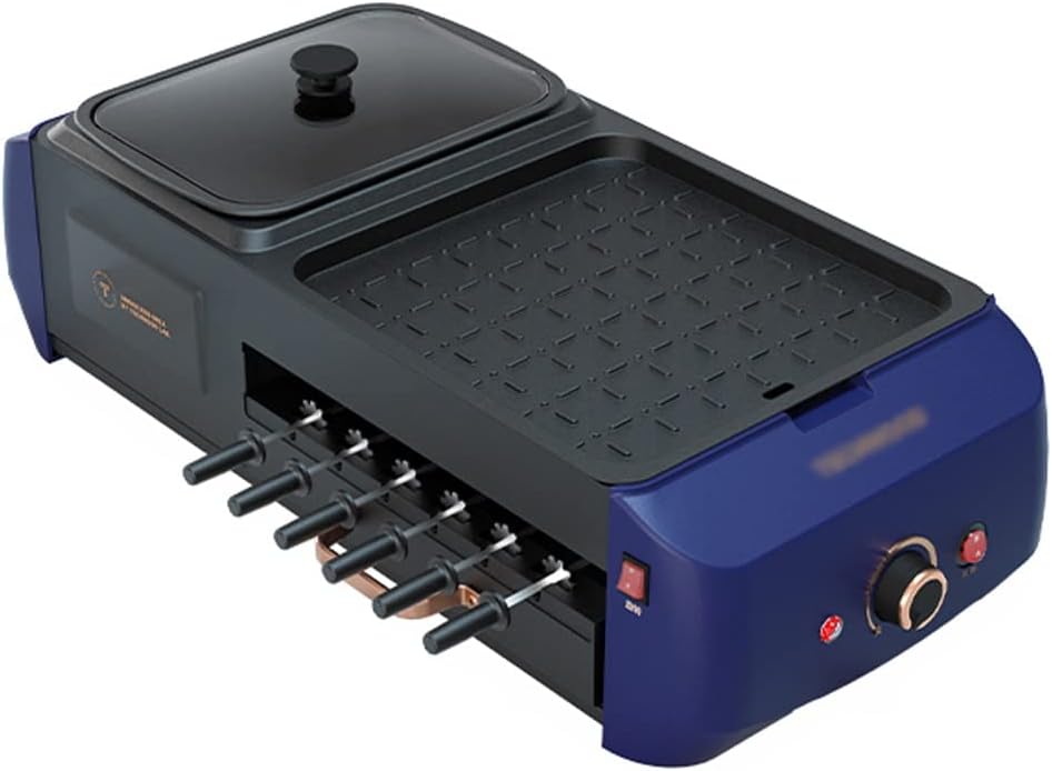 Olla eléctrica parrilla barbacoa sin humo con rotación automática