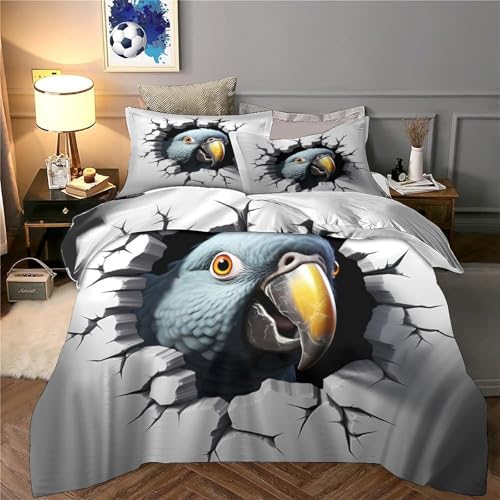 Housse de couette perroquet 3D avec fermeture éclair pour lit single - 6