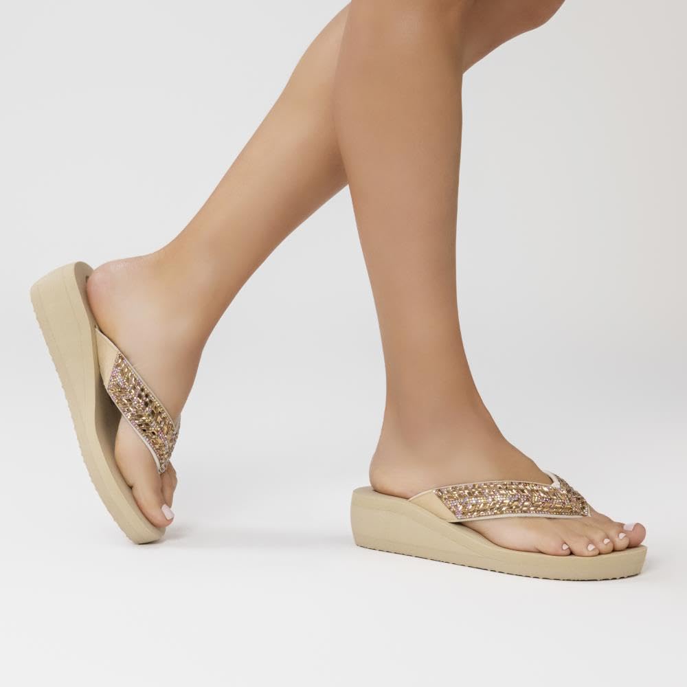 GIOSEPPO Sandalias Beige con CUÑA Y PEDRERÍA para Mujer Devices