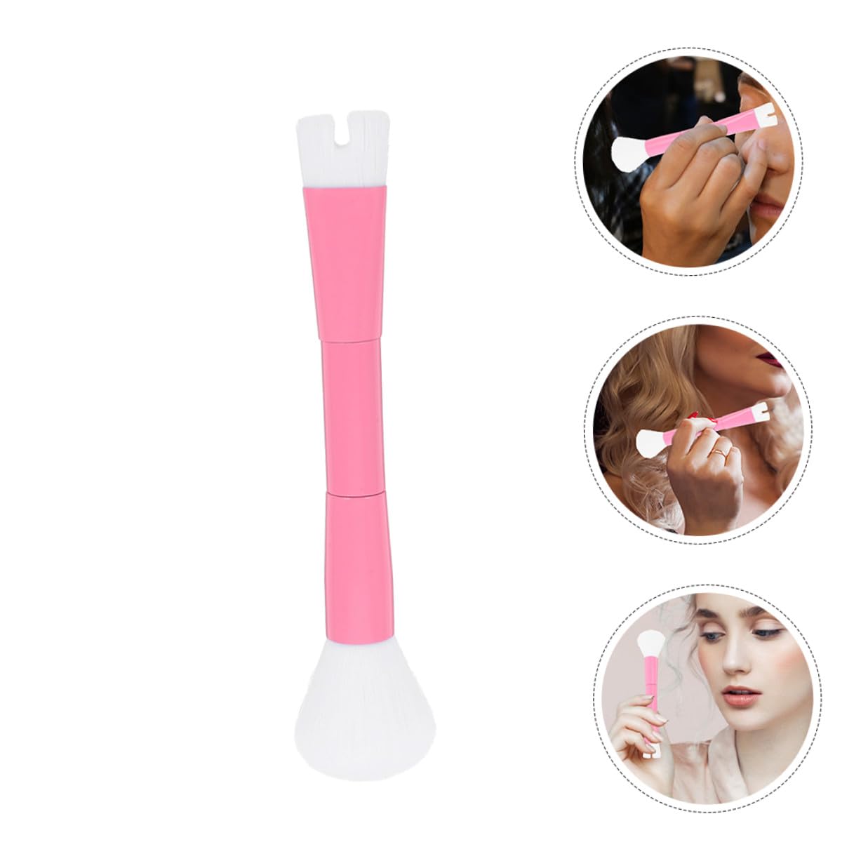 2pcs Double-ended U-shaped Nose Shadow Brush Powder and Highlighter Makeup Brushes for Women Nose Contour and Concealer Application