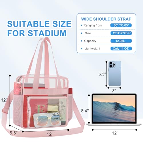 Image of Busiuw Clear Bag for Stadium Events, Stadium Approved 12x12x6 Clear Tote Bag for Sport Fan, Work Concert Travel