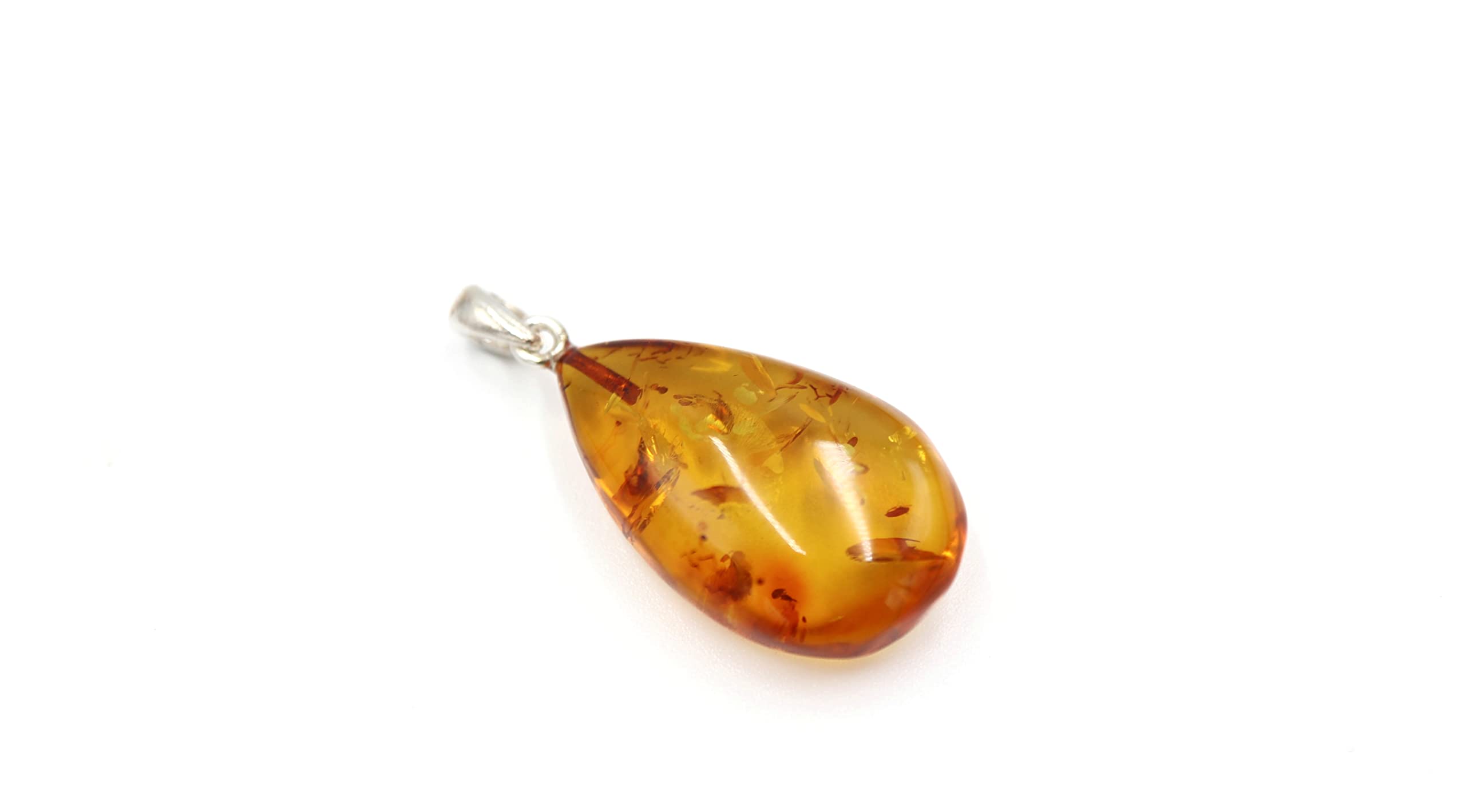 Ciondolo in argento placcato oro con ambra baltica polacca, 1,35ct