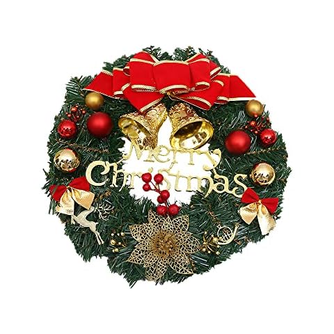 YeenGreen Künstlicher Weihnachtskranz für die Tür, 30CM Weihnachtskranz, Weihnachts Girlande, Künstlicher Kranz, Weihnachtsdeko Kranz Kits, Tür Wandkranz Girlande für Outdoor Weihnachts Parties Feste Cover