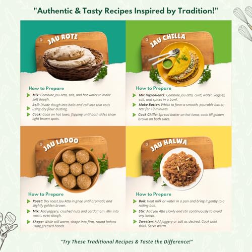 Image of MITHILA FOODS 3 Kg Jau Atta Barley Flour | High Fibre & Protein, 100% Natural Desi Superfood | Stone-Ground for Soft Rotis | No Preservatives | Authentic Flavor from Bihar (Value Pack)