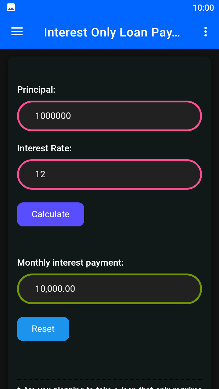 Interest Only Loan Payment Calculator - App on Amazon Appstore
