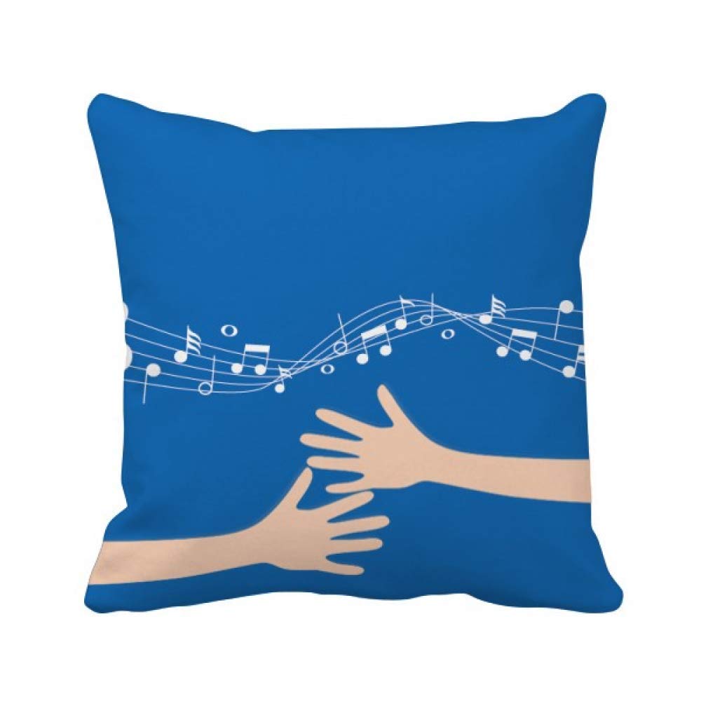 Coussin de couvrir Le Personnel de 5 bleu motif notes musique