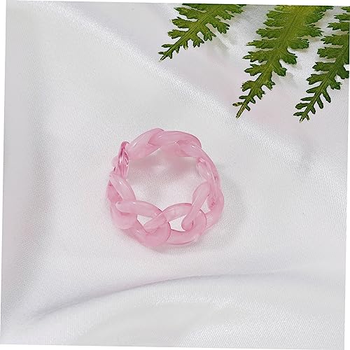 6 Stück Ring Kette aus Kunstharz Ring Schildkröte Schmuck Frauen Ring Acryl Ringe für Damen Große Ringe aus Kunstharz Sommer verpassen die Kette kalter Wind, 3.5x0.8cm, Kunstharz,