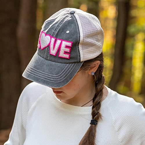 Love Cap For Women And Girls, Trendy Trucker Hat, Bling Baseball Caps With Words, Love Heart Hats, Adjustable One Size #TOP2